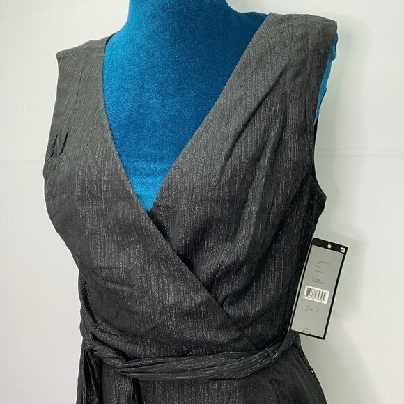 Tahari Size 4 Maxi Dress NWT Black Metallic Thread Sleeveless Boho Party V Neck - Picture 3 of 12